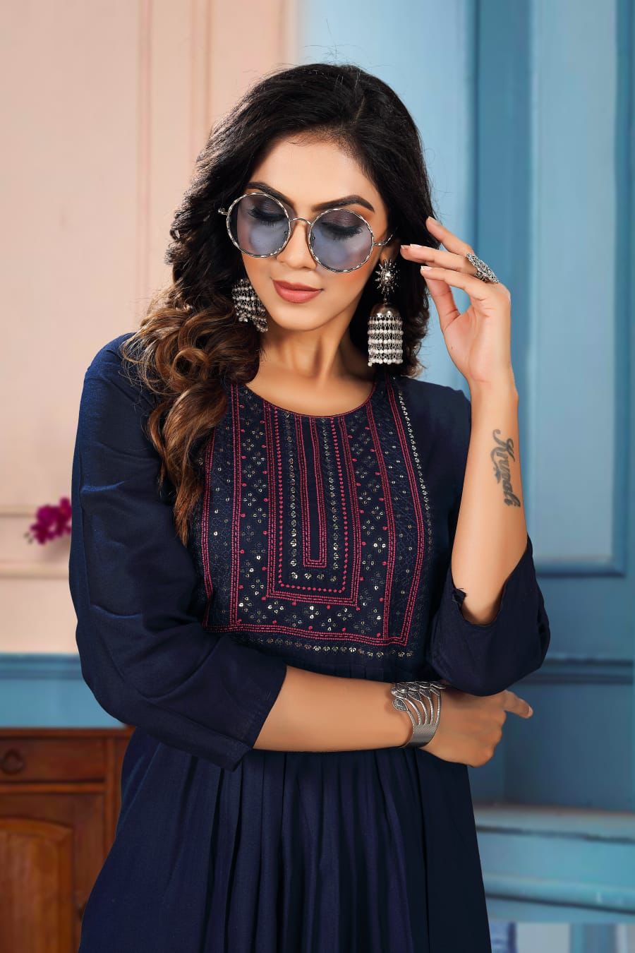 Golden Sejal 1 Fancy Festive Wear Heavy Rayon Designer Anarkali Kurti Collection